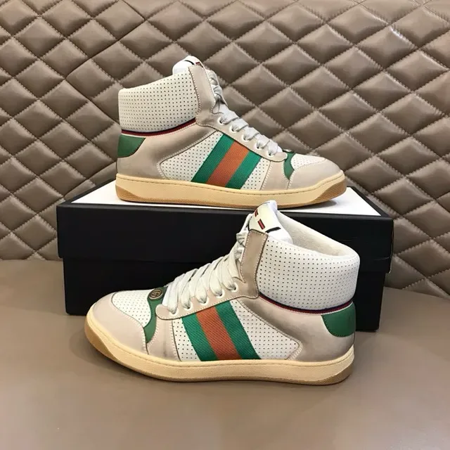 Gucci Screener Off-White Green Red Web حذاء رياضي أسلوب حياة عالي 8