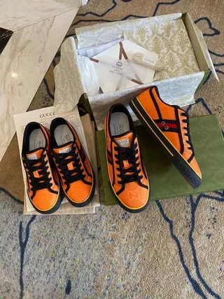 Gucci Screener Orange Black Yellow sneakers lifestyle 2