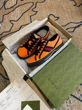 Gucci Screener Orange Black Yellow sneakers lifestyle 4