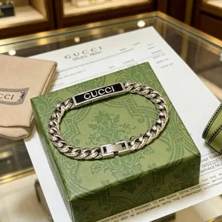 سوار Gucci فضي أسود سلسلة كيرب تشونكي لوحة مينا