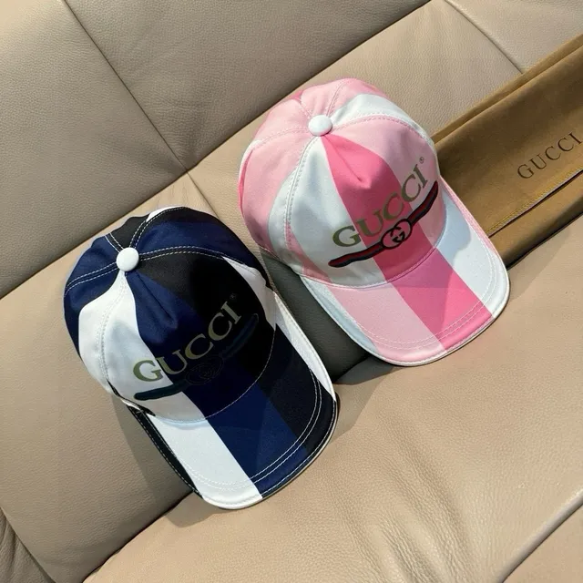 Gucci Boné de beisebol listrado navy e branco 2