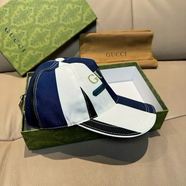 Gucci Boné de beisebol listrado navy e branco 7