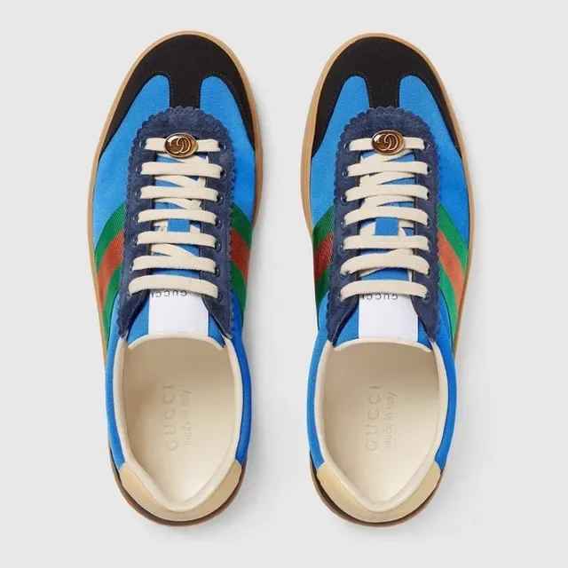 Gucci Tennis 1977 Tênis lifestyle azul marinho vermelho verde listras Web 2