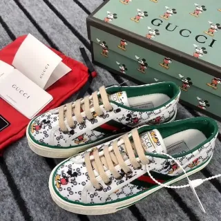 Gucci Tennis 1977 Mickey Mouse estampado White Green Red estilo de vida zapatillas