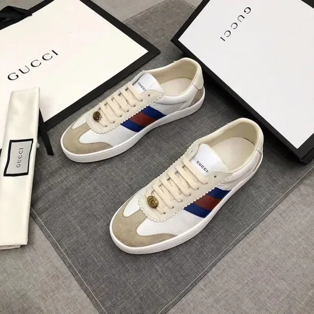 Gucci Tennis 1977 Tênis lifestyle Off-White e Beige com listra Web 5