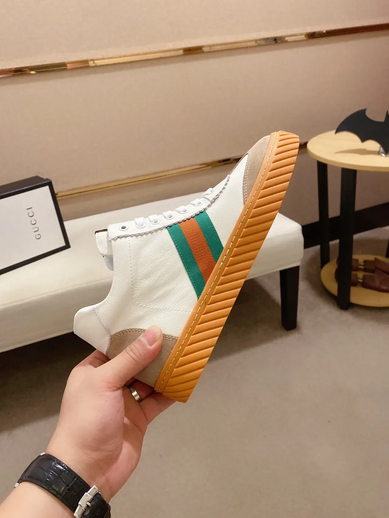 Gucci Tennis 1977 White Beige Green Red Web Lifestyle Sneakers 6