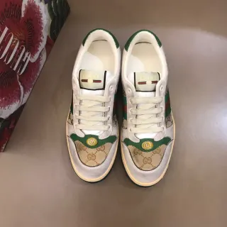 Gucci Zapatillas Lifestyle Monograma Blanco y Verde de Lona con Rayas Web