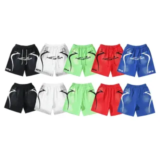 Hellstar Black White Drawstring Waist Side Panel Graphics Shorts
