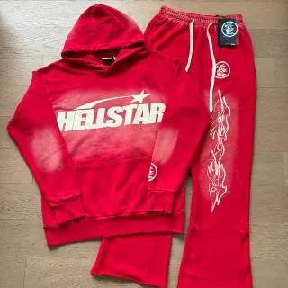 Hellstar Distressed Logo Red Tracksuit