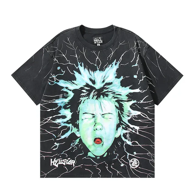 Hellstar Electric Hair图案印花黑色T恤 5