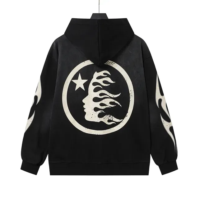 Hellstar Flame Graphic Zip-Up Black Hoodie 4