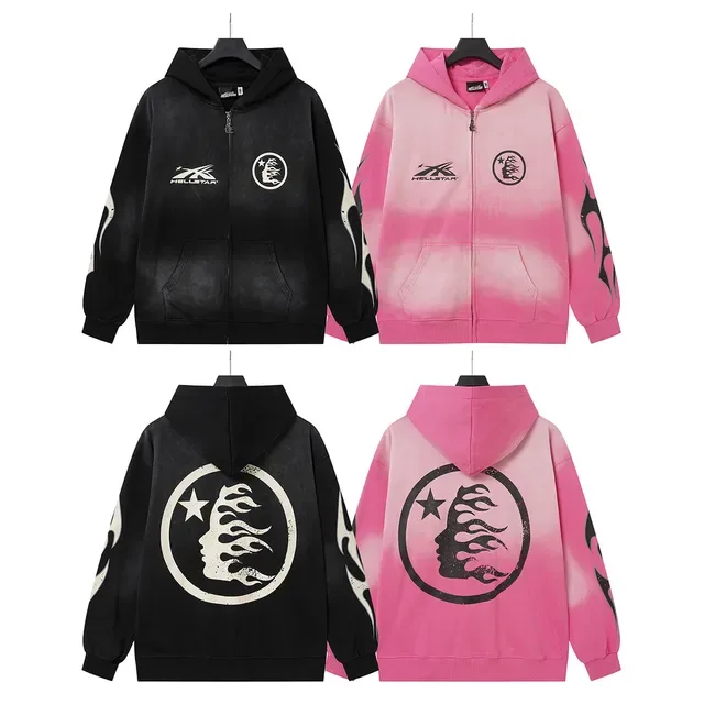 Hellstar Flame Graphic Zip-Up Black Hoodie 5