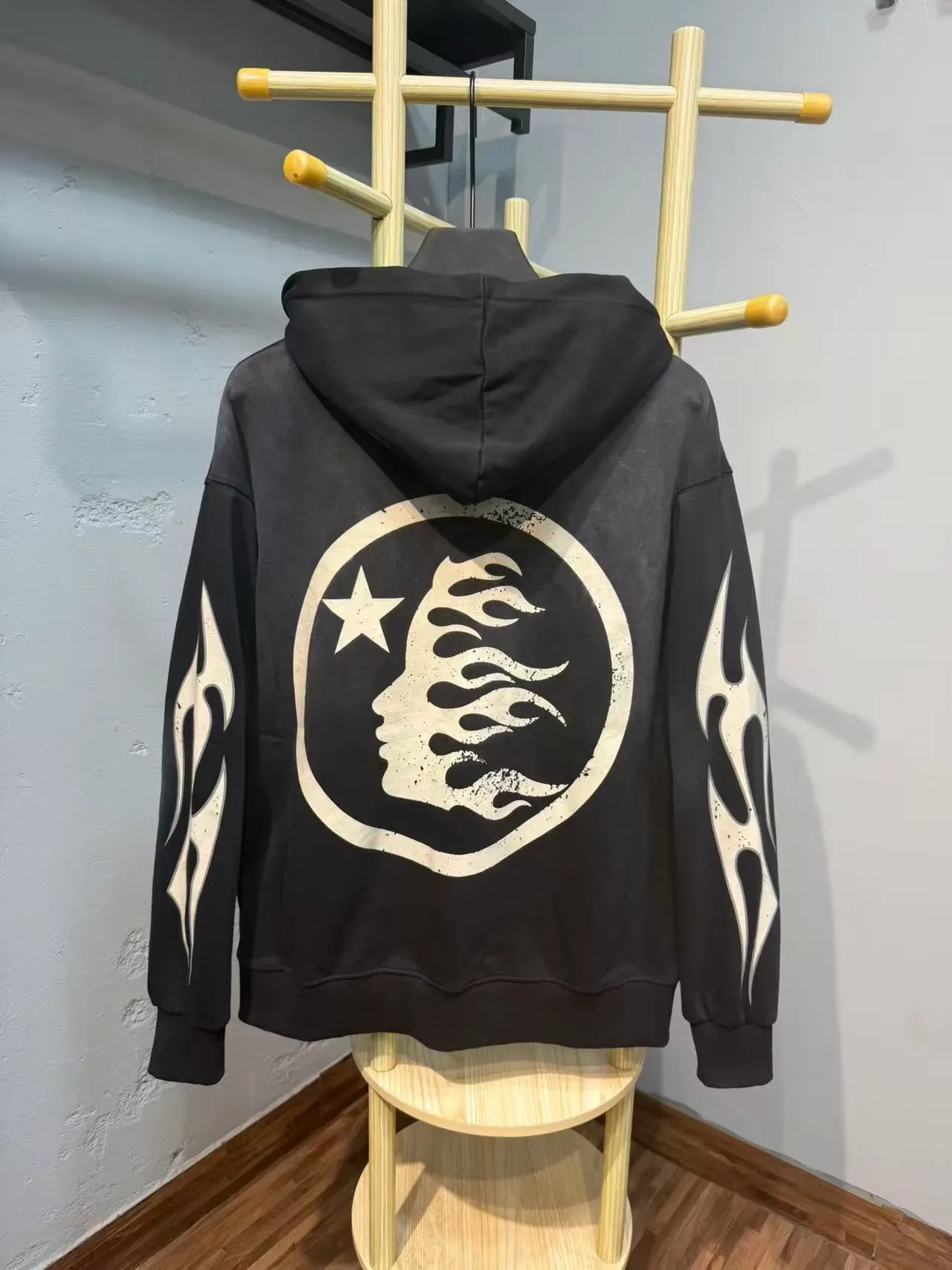 Hellstar Flame Graphic Zip-Up Black Hoodie 8