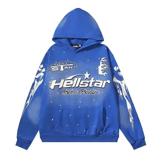 Hellstar Graphic Print Blue Oversized Hoodie 5