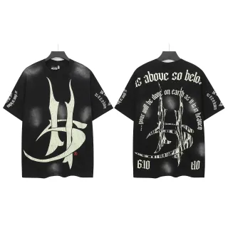 Hellstar Oversized Distressed Graphic Print Black T-Shirt