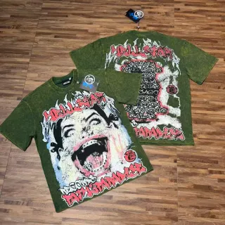 Hellstar Pathological Screaming Face Distressed Acid-Wash T-Shirt