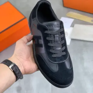 Hermès Black Suede and Leather Lifestyle Sneaker