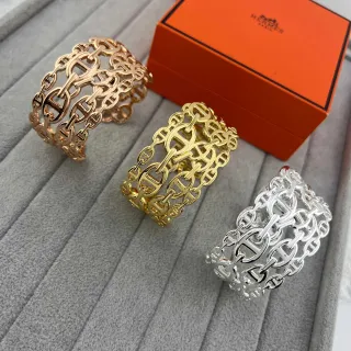 Hermès Chaine d'Ancre 金銀雙色 Interlocking H-Link Chain 寬邊手環