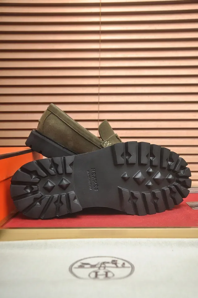 Hermès H-Buckle Loafer Army Green Black Camurça Metal Loafer 3