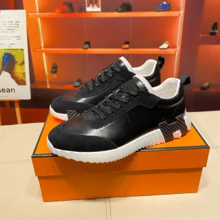 Hermès H-Ride কালো সুয়েড এবং চামড়া লাইফস্টাইল স্নিকার্স