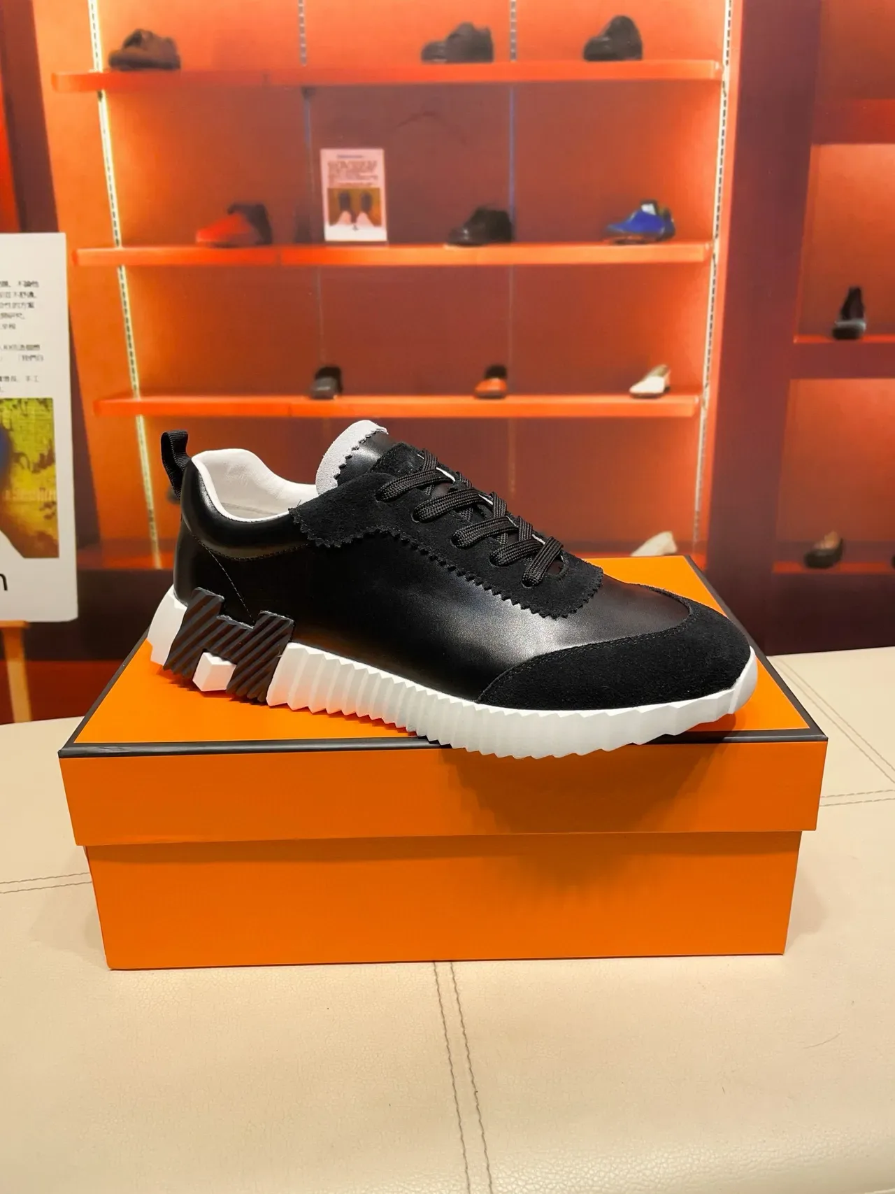 Hermès H-Ride কালো সুয়েড এবং চামড়া লাইফস্টাইল স্নিকার্স 9