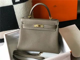 Hermès Kelly Marron Beige Structurée anse supérieure cuir grainé sac tote 9