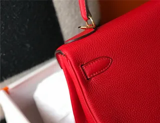 Hermès Kelly Marron Beige Structurée anse supérieure cuir grainé sac tote 12