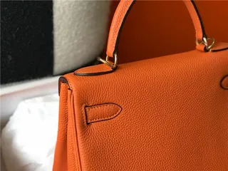 Hermès Kelly Marron Beige Structurée anse supérieure cuir grainé sac tote 20