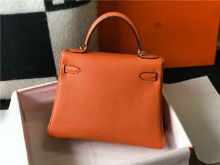 Hermès Kelly Marron Beige Structurée anse supérieure cuir grainé sac tote 23