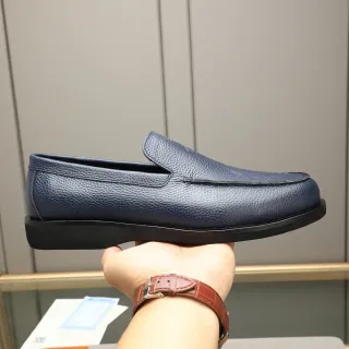爱马仕 海军蓝黑色 压纹牛皮 莫卡头构造 乐福鞋