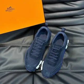 Hermès Navy Suede and Mesh Low-Top Lifestyle Sneakers