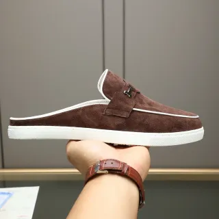 Hermès Oran 棕白麂皮后空乐福鞋