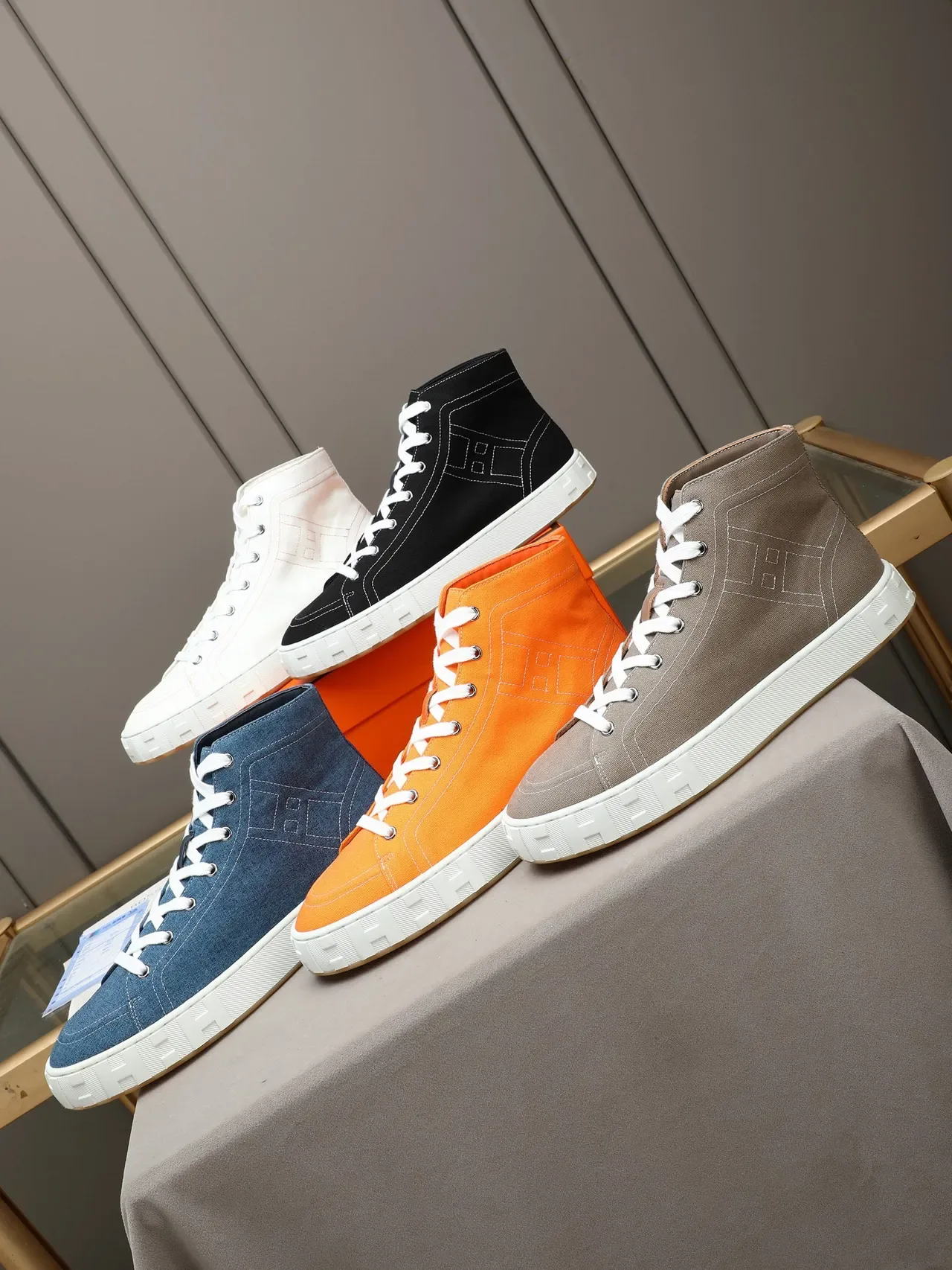 Hermès Oran High Top Orange Toile Lifestyle Sneakers 2