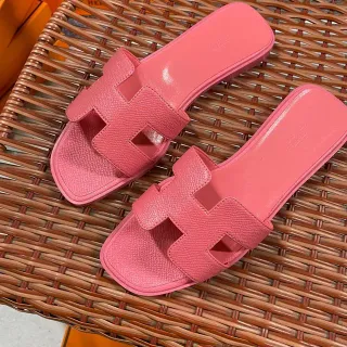 Hermès Oran Slide Sandálias Rosadas