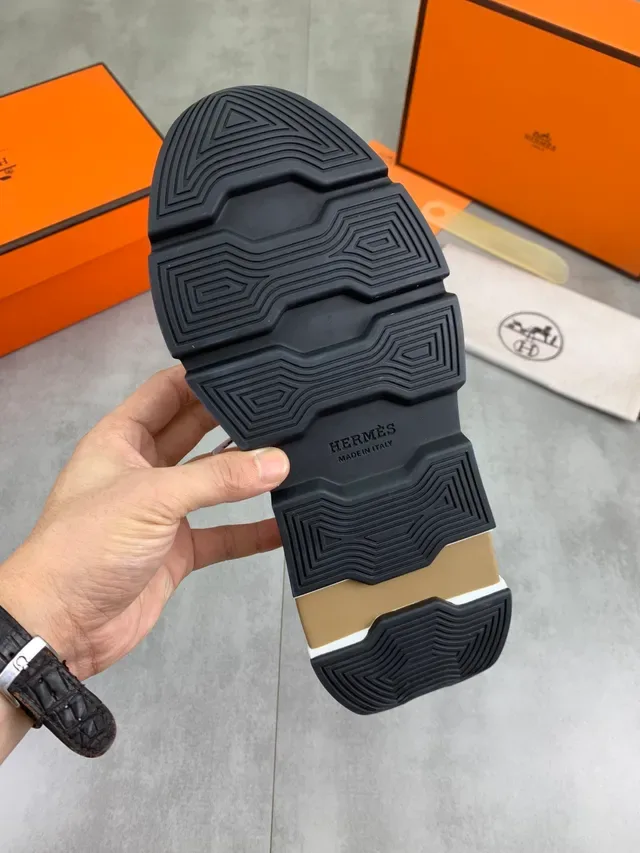 Hermès Zapátilla Híbrida Slip-On Naranja y Blanco 2