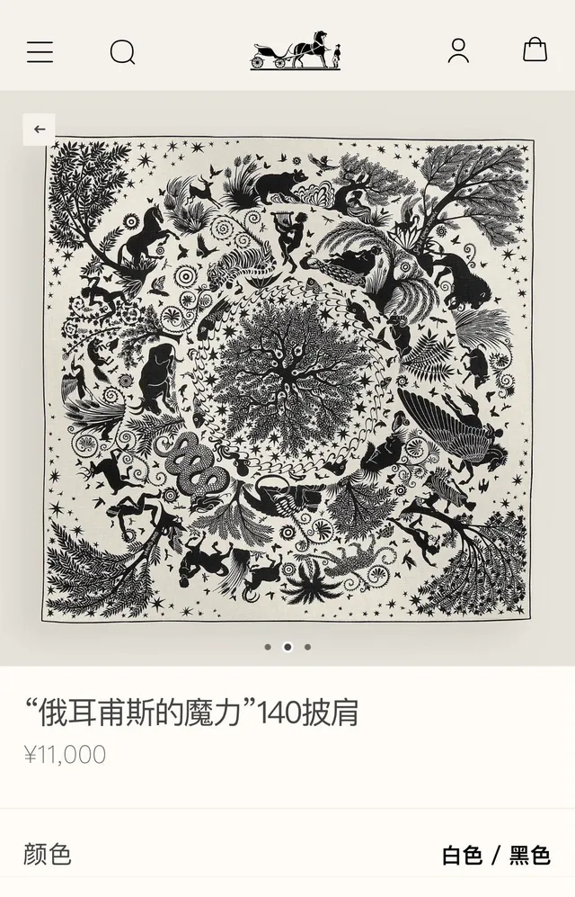 Hermès White Black Botanical Print Figural Silhouette Motif Silk Scarf 2
