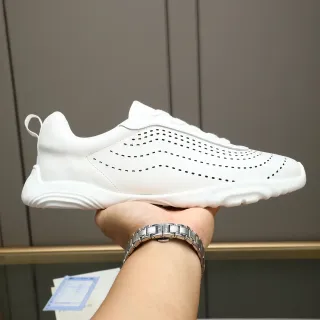 Hermès White Perforated Wave-Sole Lifestyle Sneaker