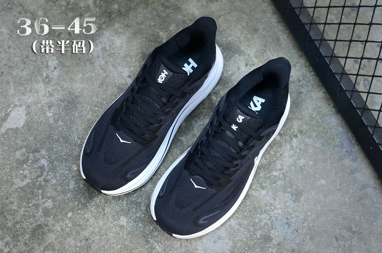 Hoka 黑白 工程针织鞋面 雕塑中底 跑鞋 4