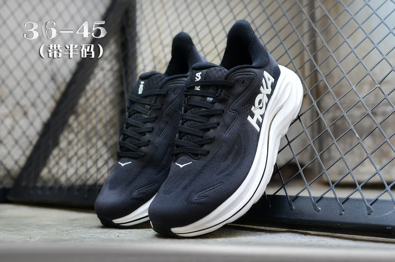 Hoka 黑白 工程针织鞋面 雕塑中底 跑鞋 5
