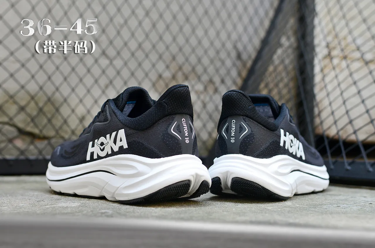 Hoka 黑白 工程针织鞋面 雕塑中底 跑鞋 6
