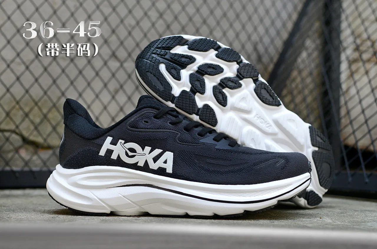Hoka 黑白 工程针织鞋面 雕塑中底 跑鞋 7