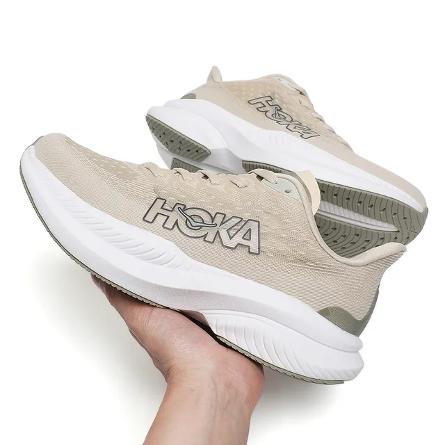 Hoka Mach 6 Beige and White Running Shoes 2