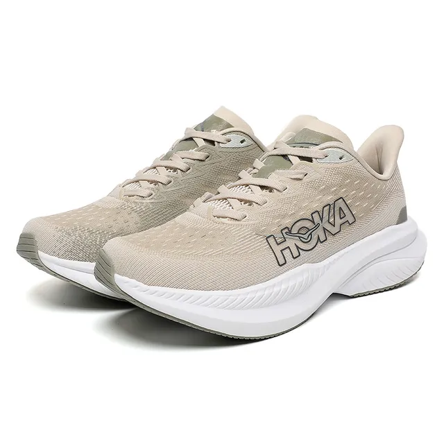 Hoka Mach 6 Beige and White Running Shoes 3
