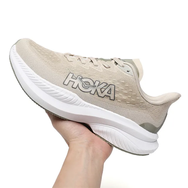Hoka Mach 6 Beige and White Running Shoes 5