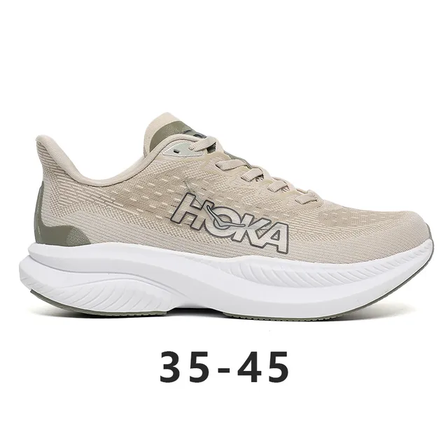 Hoka Mach 6 Beige and White Running Shoes 7