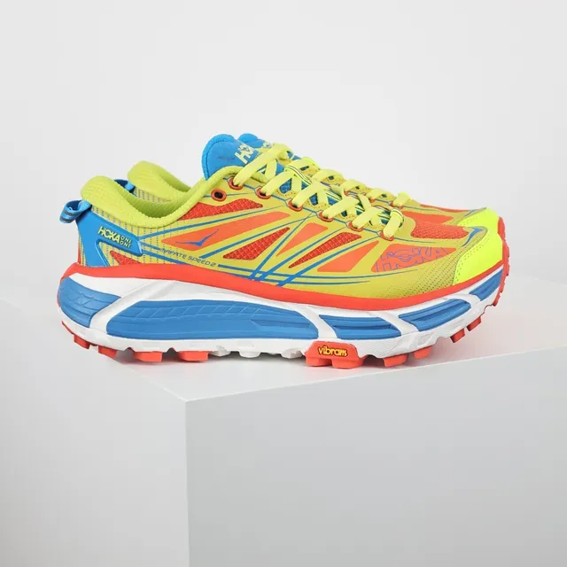 Hoka Mafate Speed 2 Neon Yellow Orange Blue Running Shoes 3