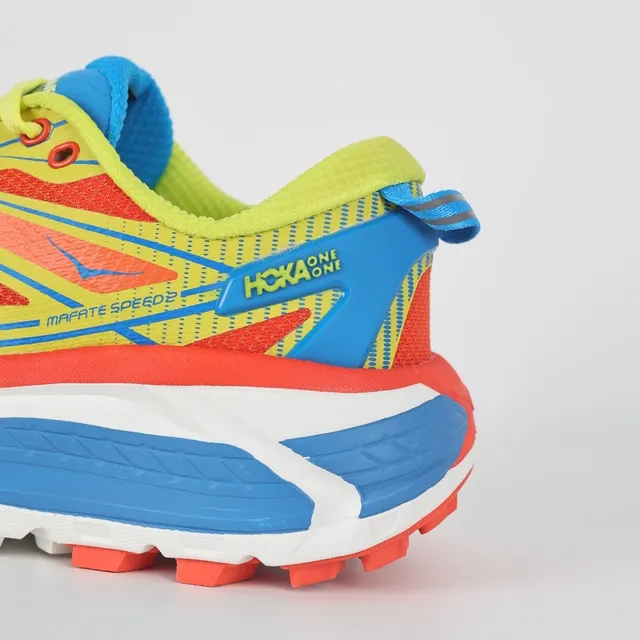 Hoka Mafate Speed 2 Neon Yellow Orange Blue Running Shoes 4