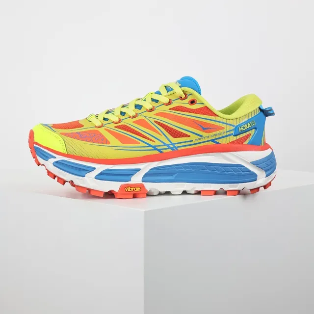 Hoka Mafate Speed 2 Neon Yellow Orange Blue Running Shoes 9