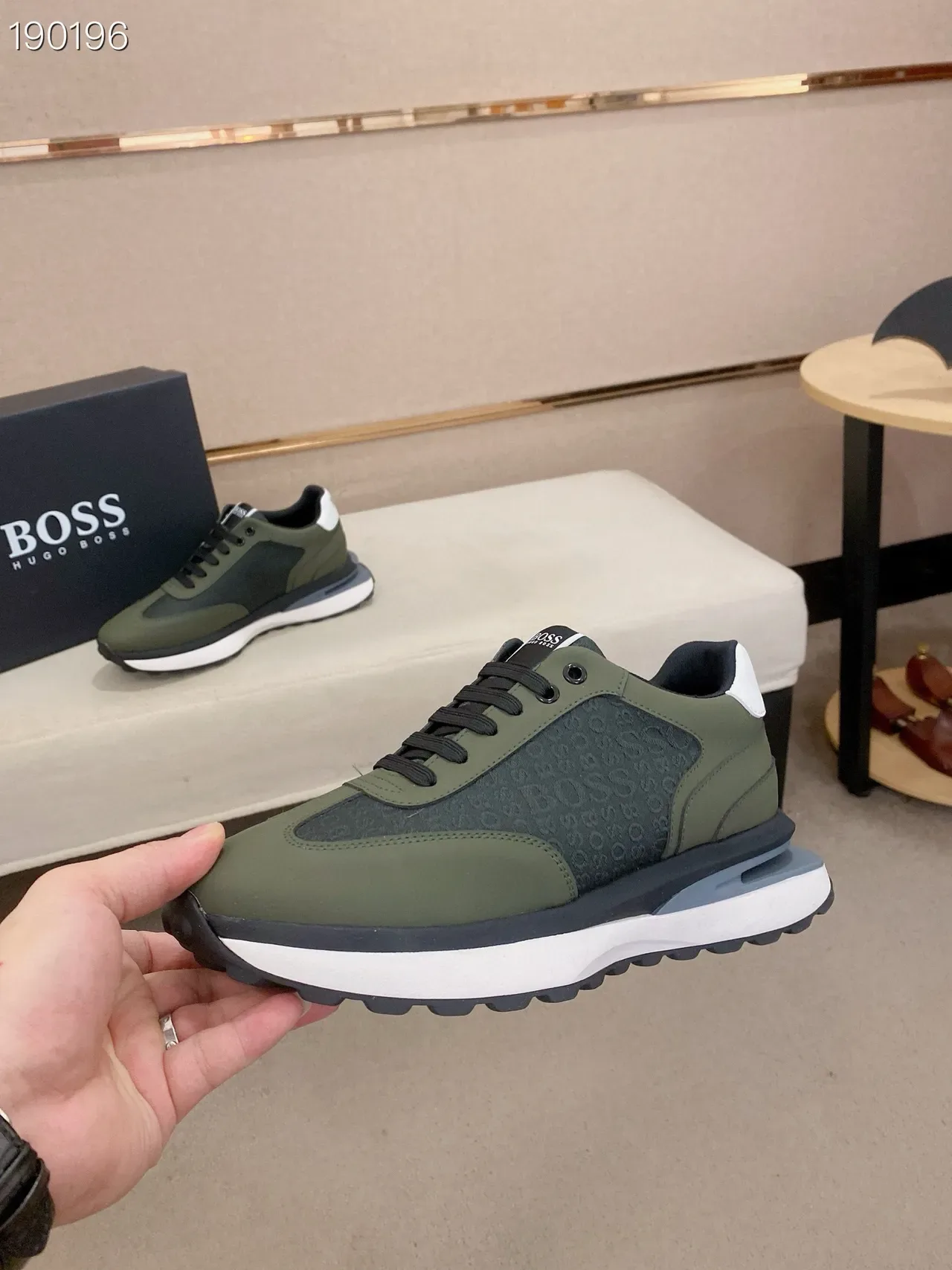 Hugo Boss Tênis Lifestyle Verde Militar Preto Oliva E Superior Monogramado Solado Multicamadas 4