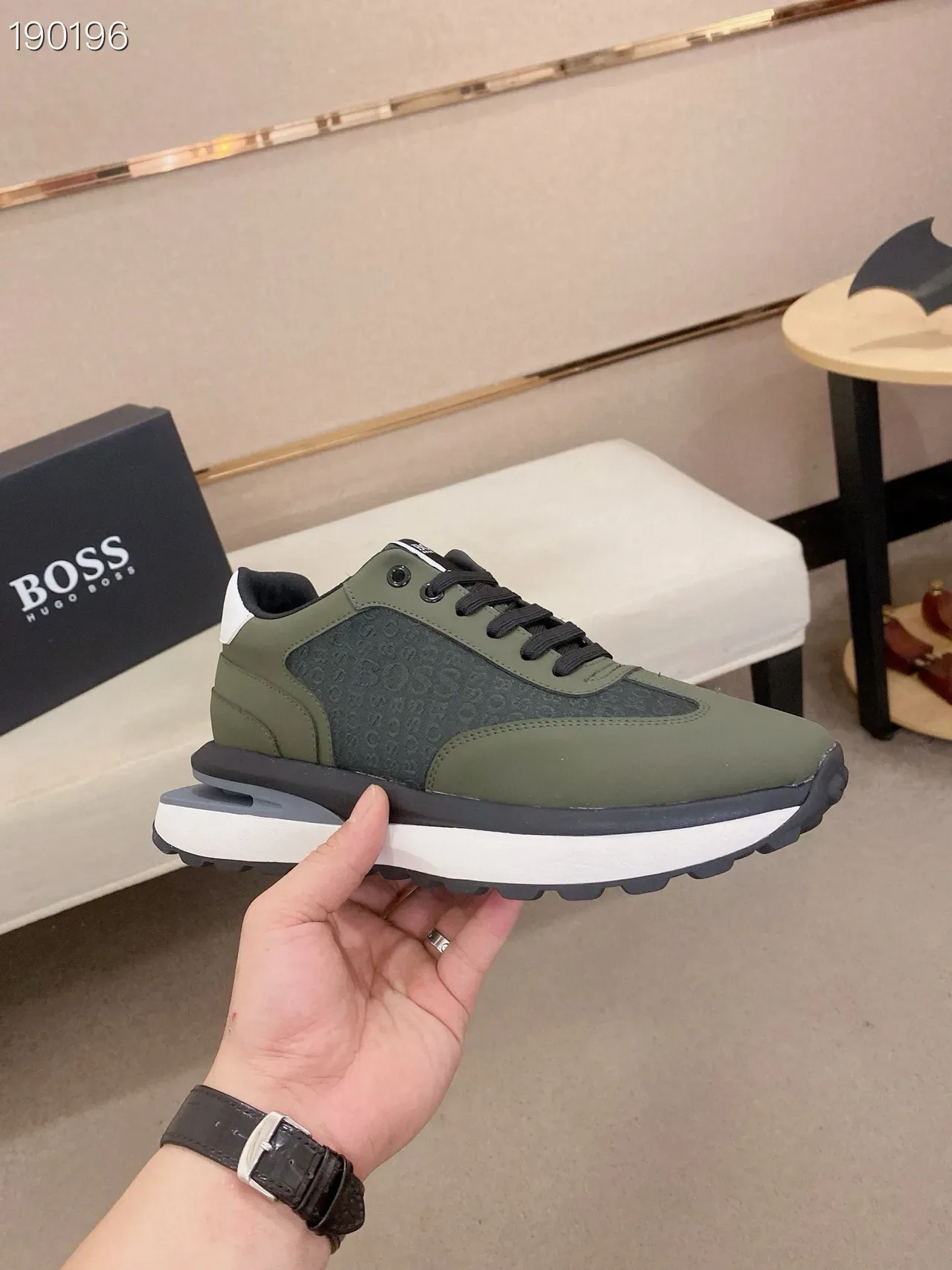 Hugo Boss Tênis Lifestyle Verde Militar Preto Oliva E Superior Monogramado Solado Multicamadas 6